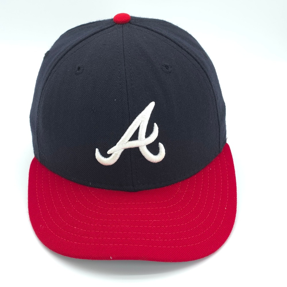 VINTAGE Atlanta Braves Hat Cap Mens Fitted 7 1/4 Blue MLB Baseball Made In USA